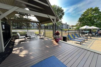 a large deck with chairs and a gazebo at Deercross Apartments, Cincinnati, Ohio
